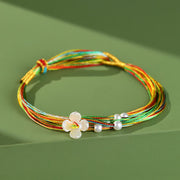 Buddha Stones Multiple Colorful String Zongzi Peach Blossoms Connection Bracelet