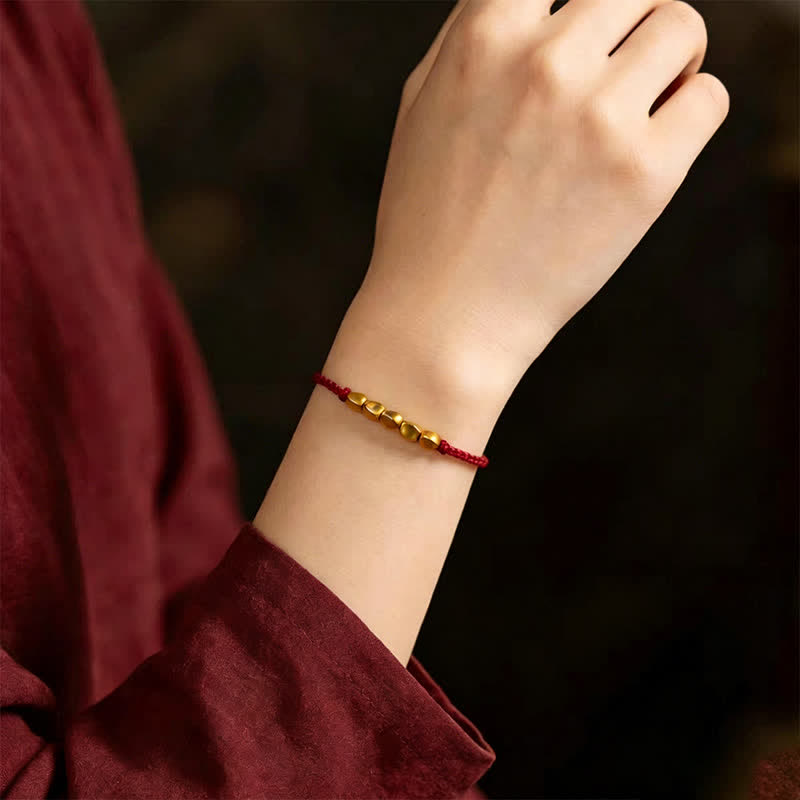 Buddha Stones Hand-Woven Red String Twisted Beads Protection Braided Adjustable Bracelet