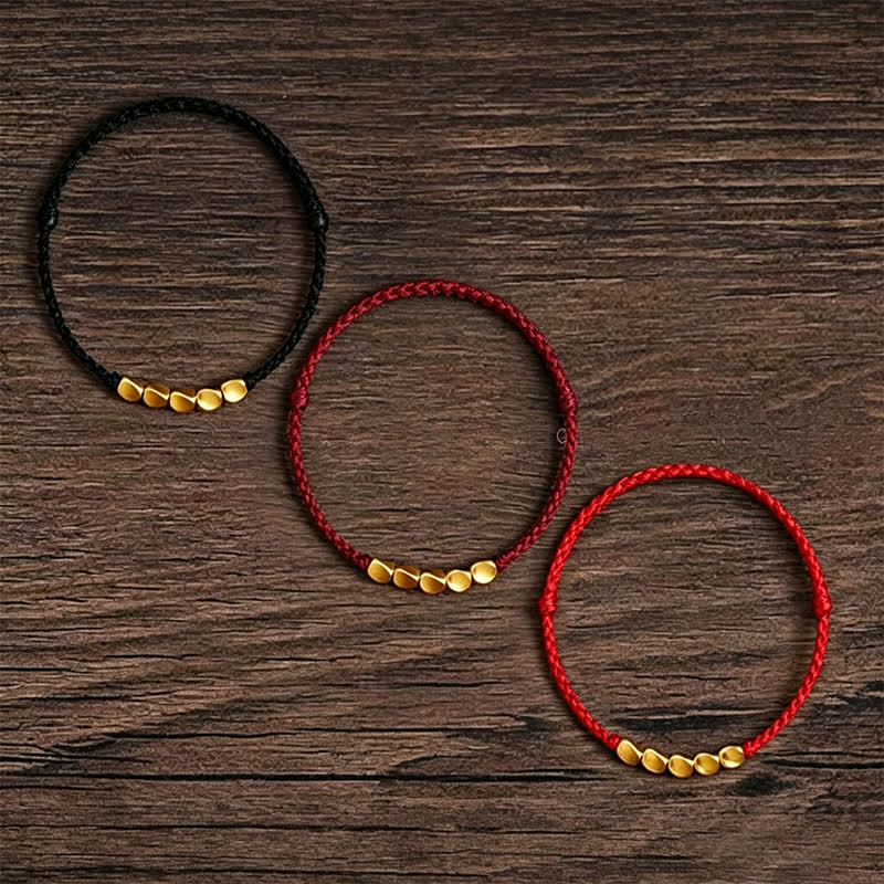 Buddha Stones Hand-Woven Red String Twisted Beads Protection Braided Adjustable Bracelet