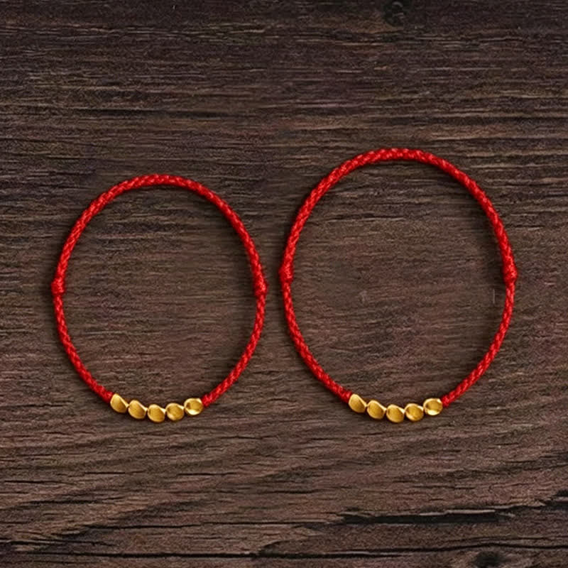 Buddha Stones Hand-Woven Red String Twisted Beads Protection Braided Adjustable Bracelet