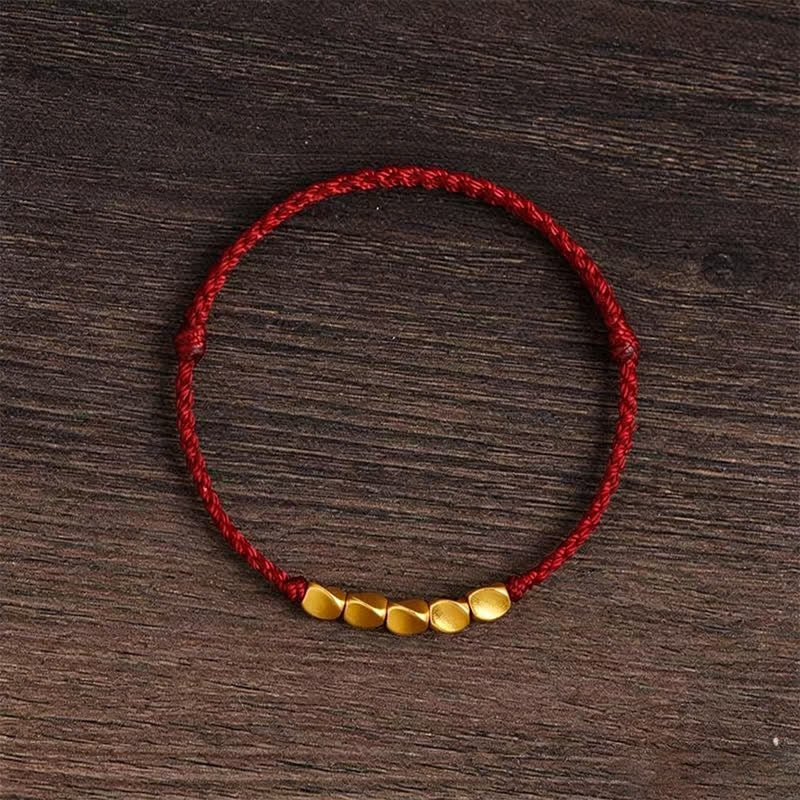 Buddha Stones Hand-Woven Red String Twisted Beads Protection Braided Adjustable Bracelet