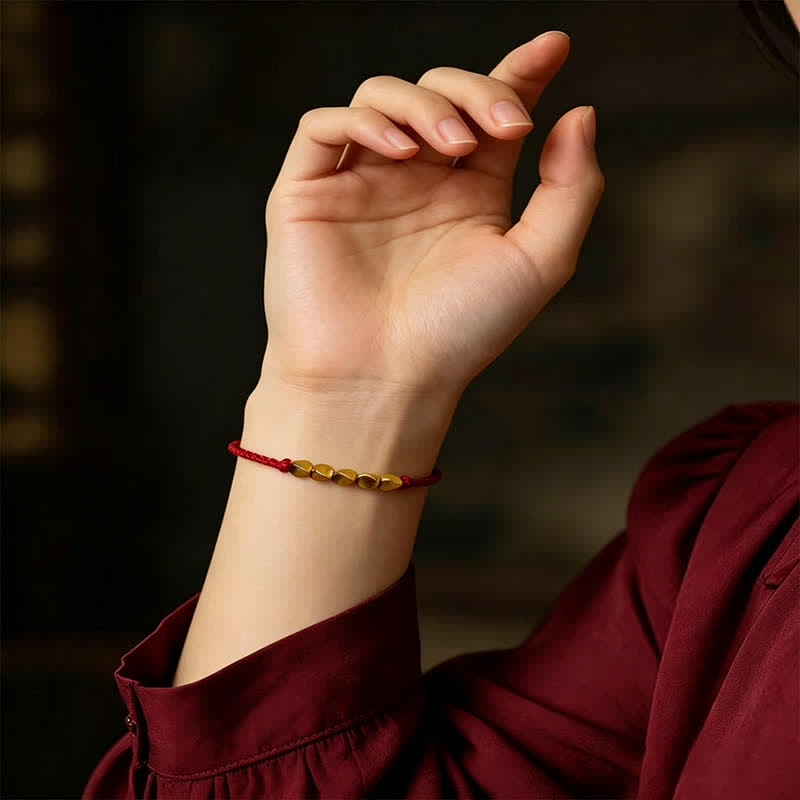 Buddha Stones Hand-Woven Red String Twisted Beads Protection Braided Adjustable Bracelet