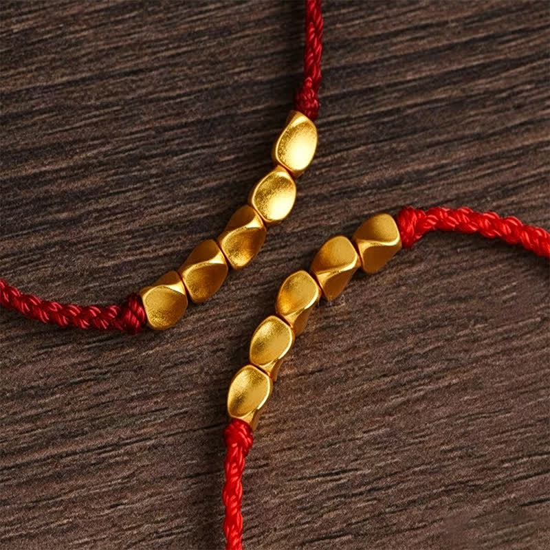 Buddha Stones Hand-Woven Red String Twisted Beads Protection Braided Adjustable Bracelet