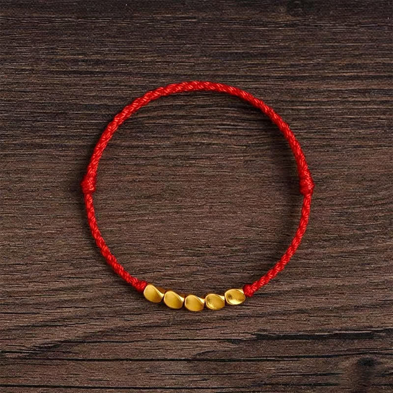 Buddha Stones Hand-Woven Red String Twisted Beads Protection Braided Adjustable Bracelet
