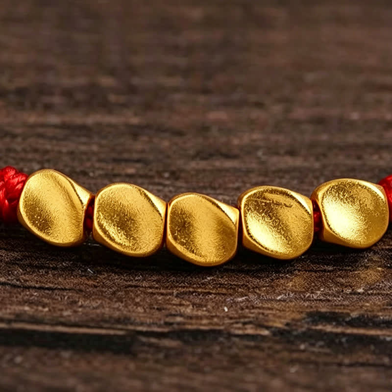 Buddha Stones Hand-Woven Red String Twisted Beads Protection Braided Adjustable Bracelet