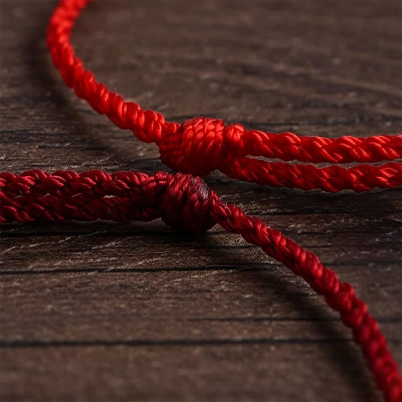 Buddha Stones Hand-Woven Red String Twisted Beads Protection Braided Adjustable Bracelet
