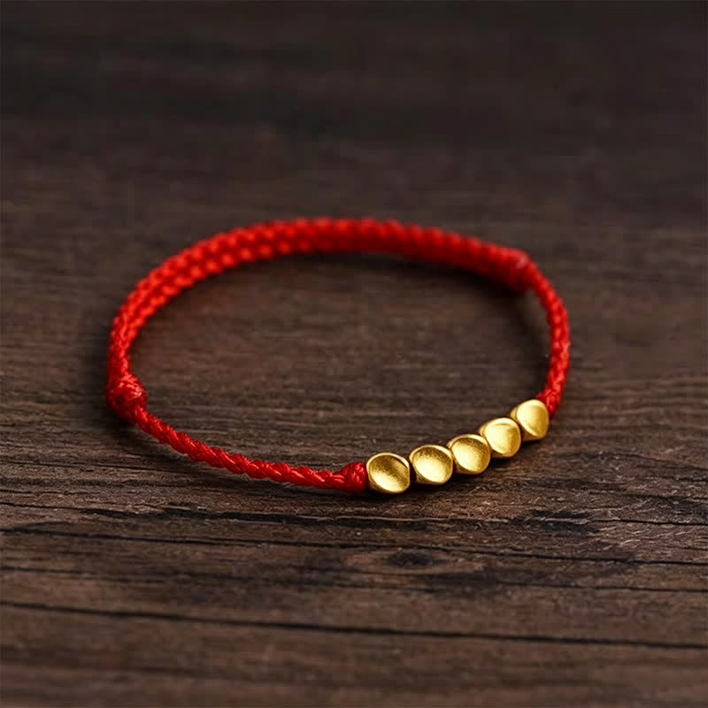 Buddha Stones Hand-Woven Red String Twisted Beads Protection Braided Adjustable Bracelet