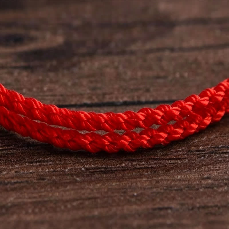 Buddha Stones Hand-Woven Red String Twisted Beads Protection Braided Adjustable Bracelet
