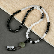 Buddha Stones Black Obsidian Bagua Protection Hand Beaded Bracelet
