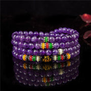 Buddha Stones Amethyst Om Mani Padme Hum Purity Prayer 108 Bead Mala
