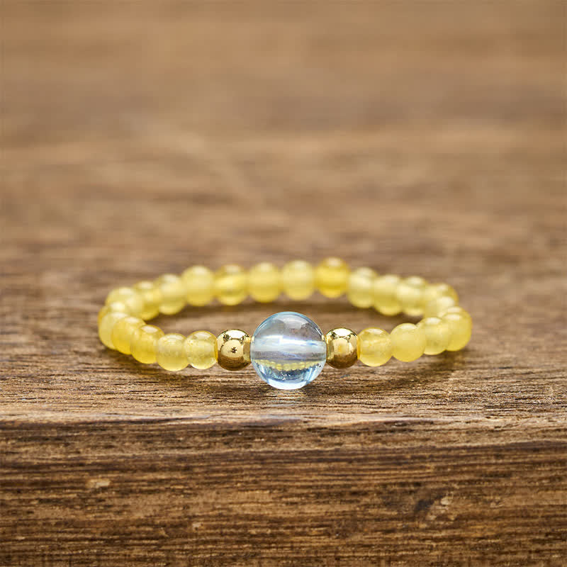 Buddha Stones 2mm Mini Beads Natural Rhodonite Aquamarine Topaz Rose Quartz Healing Elastic Ring