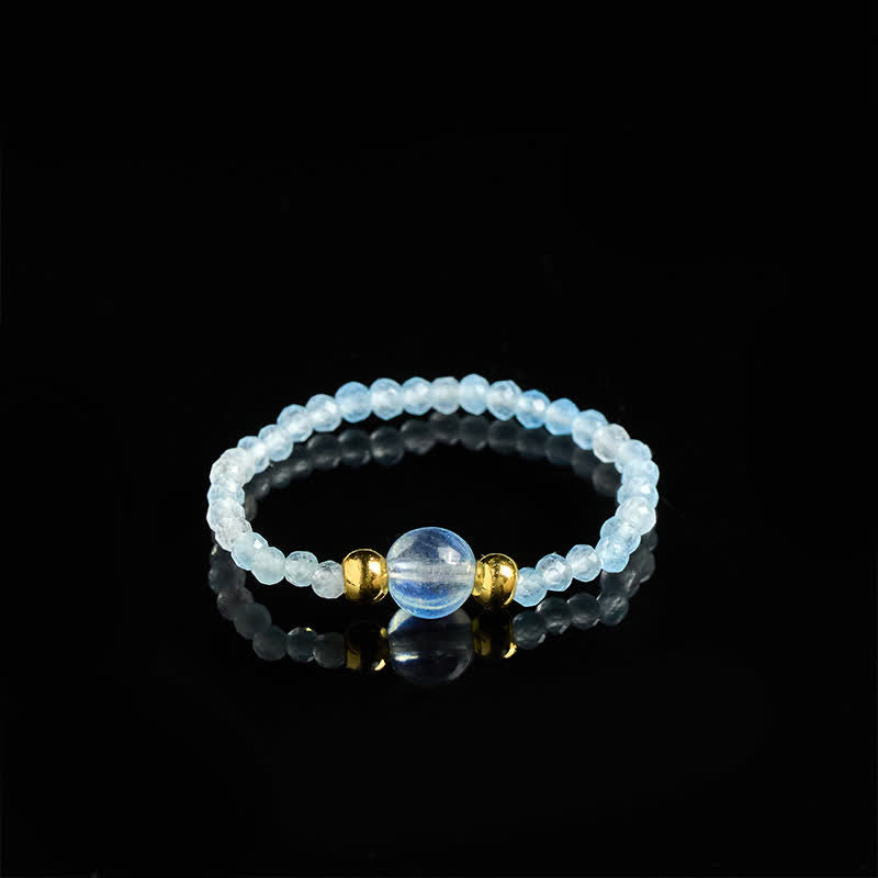 Buddha Stones 2mm Mini Beads Natural Rhodonite Aquamarine Topaz Rose Quartz Healing Elastic Ring