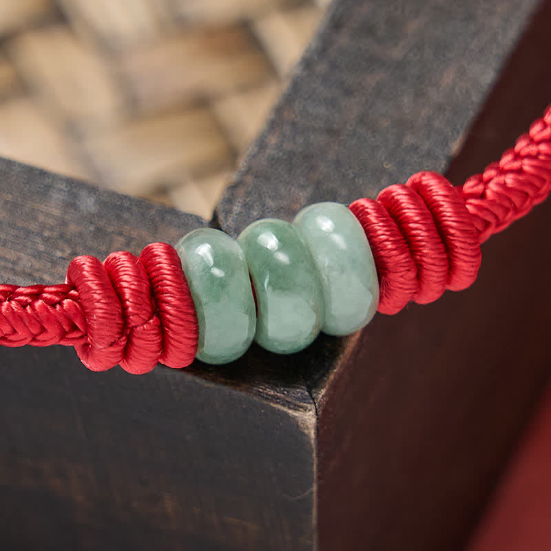 EverestArtstudios Handmade Red String Jade Protection Braided Sliding Knot Bracelet