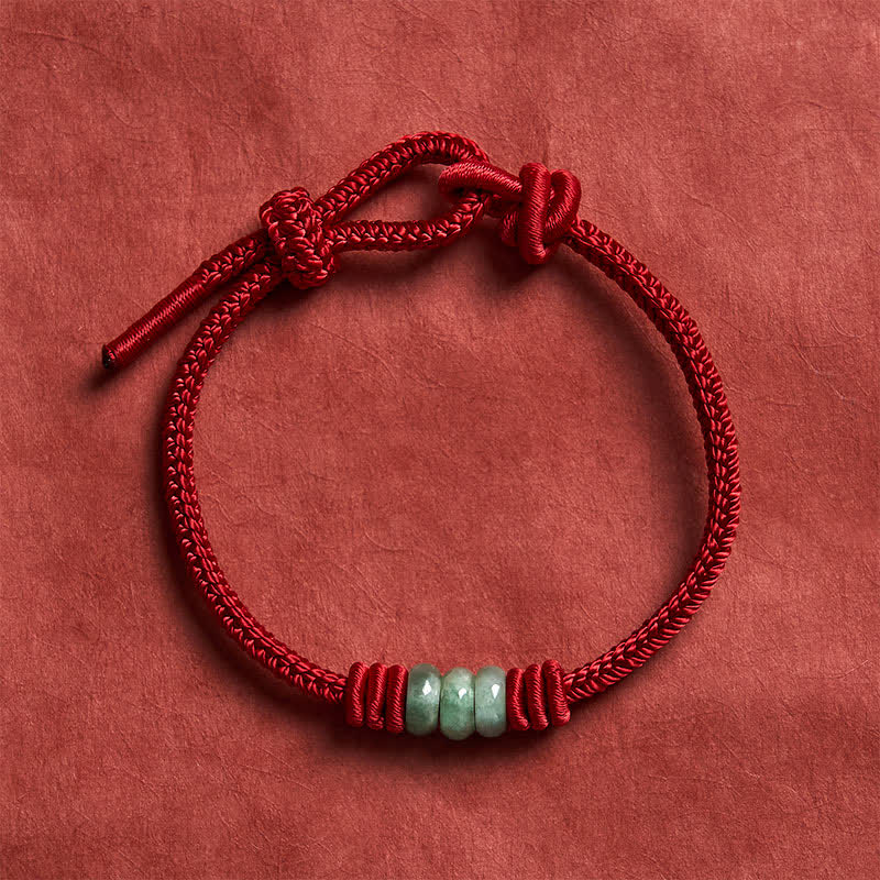 EverestArtStudios Handmade Red String Jade Protection Braided Sliding Knot Bracelet