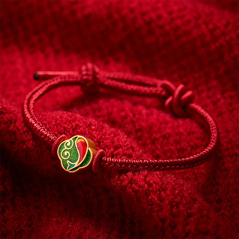 Buddha Stones Handmade Red String Double Koi Fish Protection Braided Cord Adjustable Bracelet