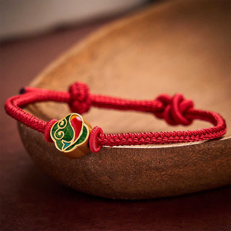 EverestArtstudios Handmade Red String Double Koi Fish Protection Braided Cord Adjustable Bracelet