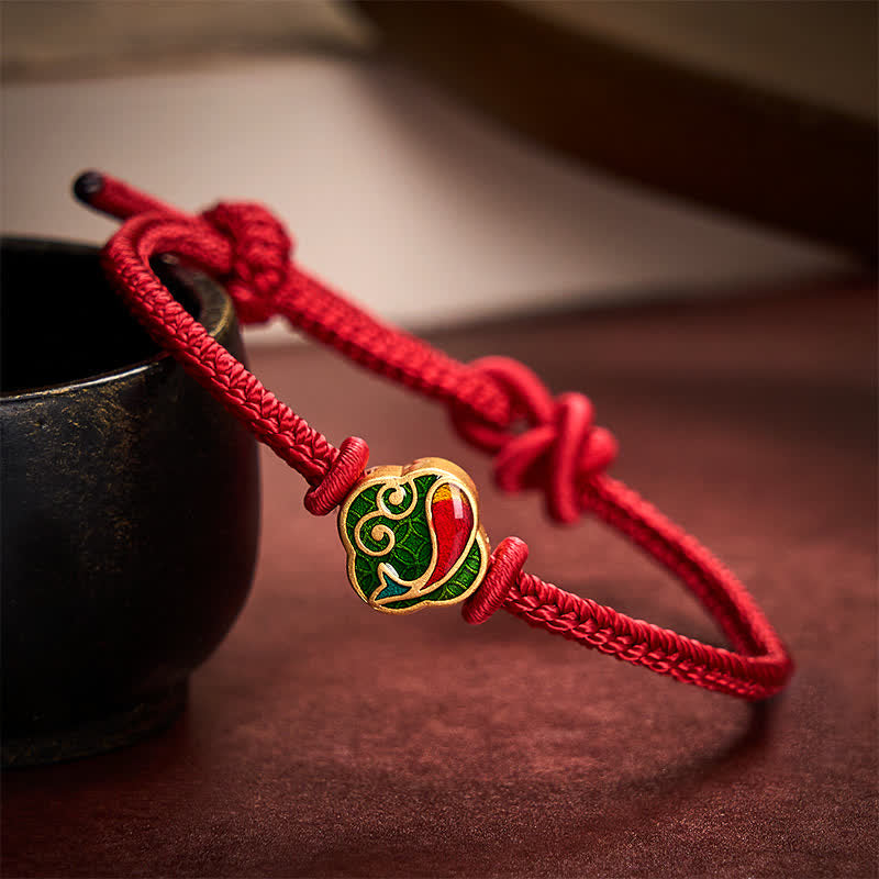 EverestArtstudios Handmade Red String Double Koi Fish Protection Braided Cord Adjustable Bracelet