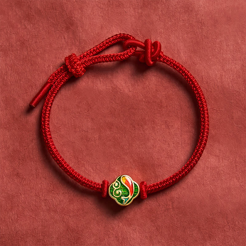 EverestArtstudios Handmade Red String Double Koi Fish Protection Braided Cord Adjustable Bracelet