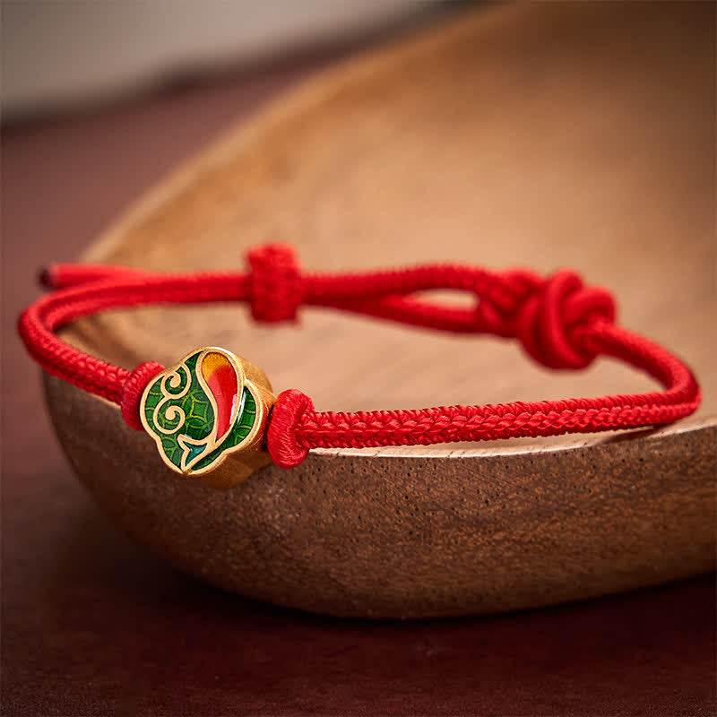 EverestArtstudios Handmade Red String Double Koi Fish Protection Braided Cord Adjustable Bracelet