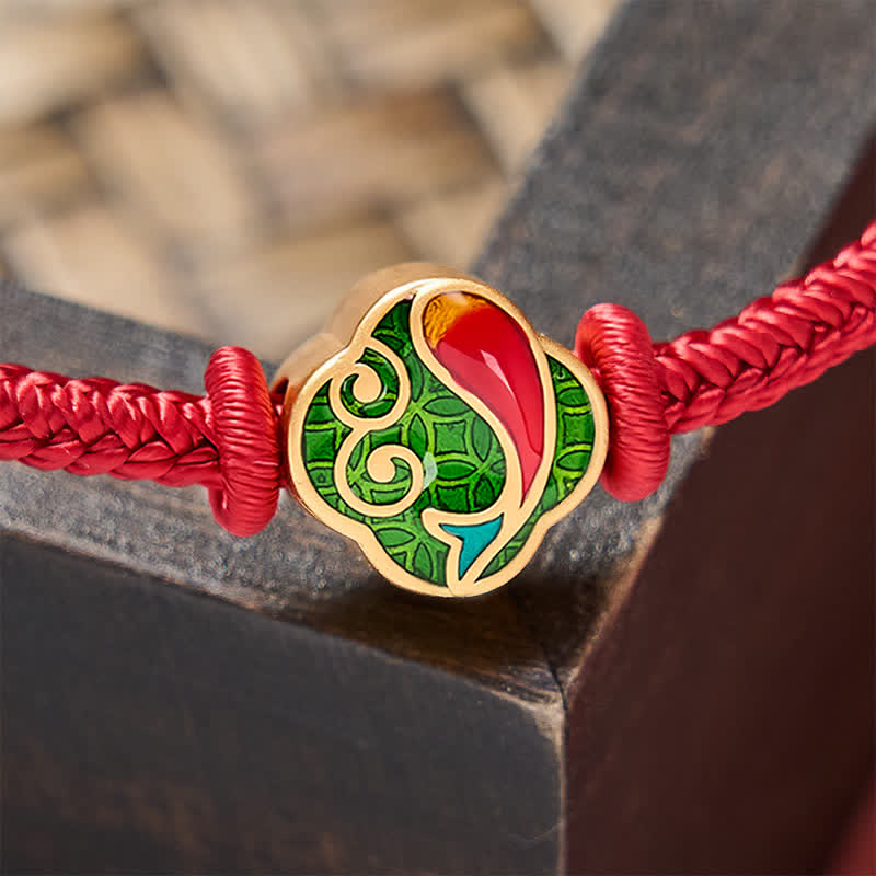 EverestArtstudios Handmade Red String Double Koi Fish Protection Braided Cord Adjustable Bracelet