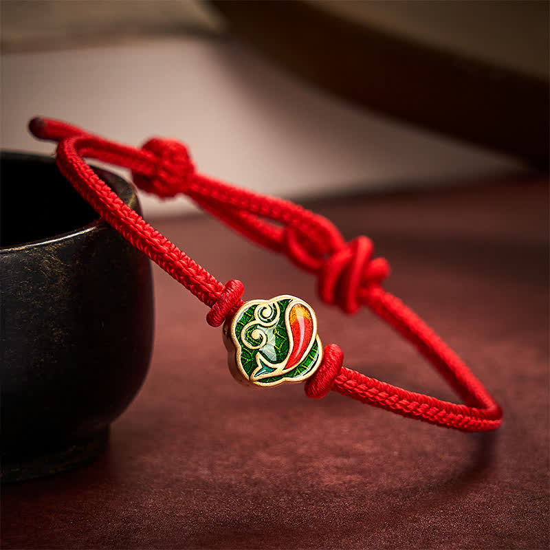 EverestArtstudios Handmade Red String Double Koi Fish Protection Braided Cord Adjustable Bracelet