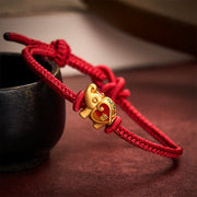 EverestArtStudios Handmade Red String Elephant Love Heart Protection Braided Adjustable Bracelet