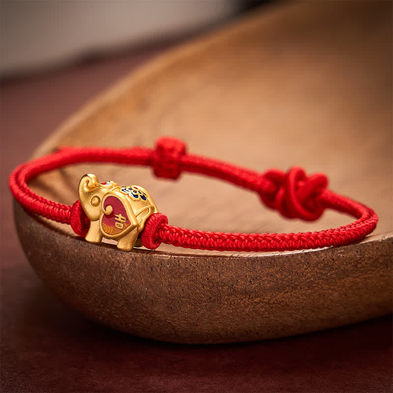 Buddha Stones Handmade Red String Elephant Love Heart Protection Braided Adjustable Bracelet