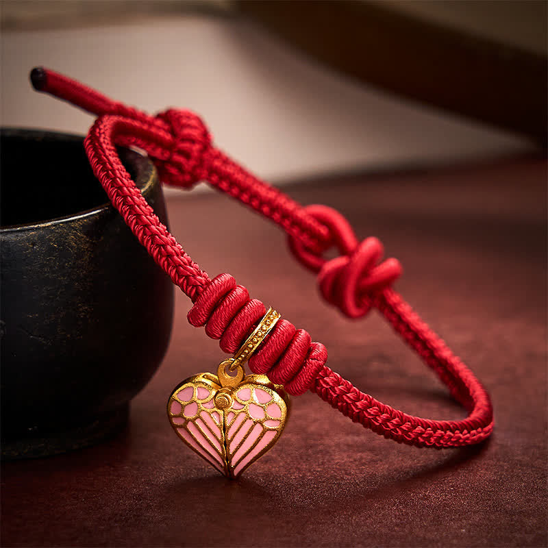 Buddha Stones Handmade Braided Red String Love Heart Charm Protection Luck Bracelet