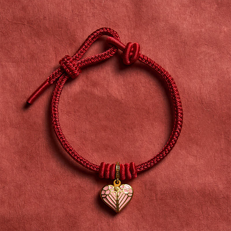 Buddha Stones Handmade Braided Red String Love Heart Charm Protection Luck Bracelet
