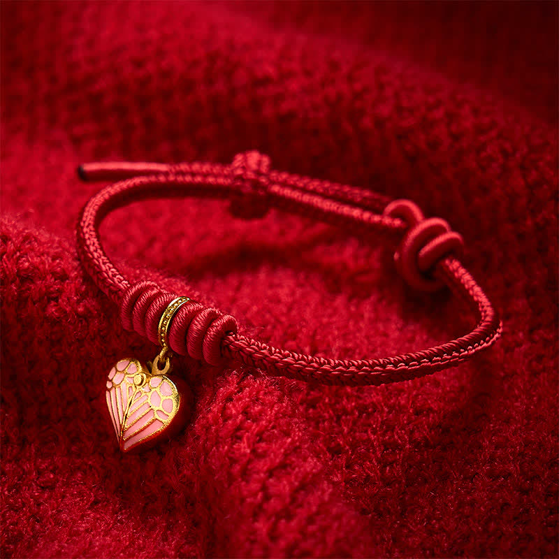 Buddha Stones Handmade Braided Red String Love Heart Charm Protection Luck Bracelet