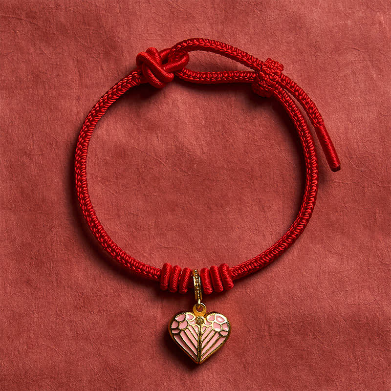 Buddha Stones Handmade Braided Red String Love Heart Charm Protection Luck Bracelet