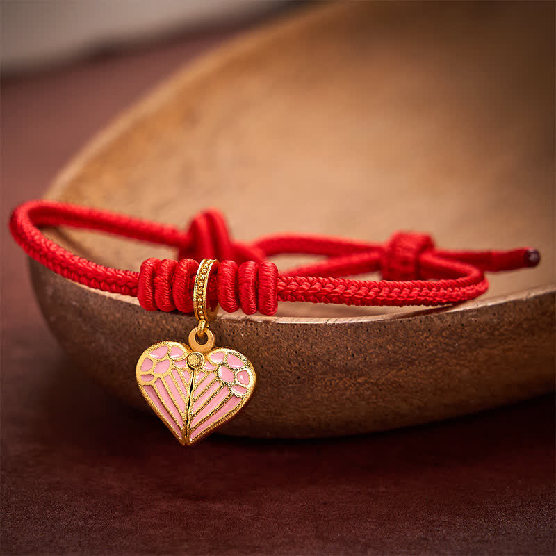 Buddha Stones Handmade Braided Red String Love Heart Charm Protection Luck Bracelet