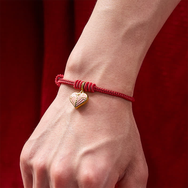 Buddha Stones Handmade Braided Red String Love Heart Charm Protection Luck Bracelet