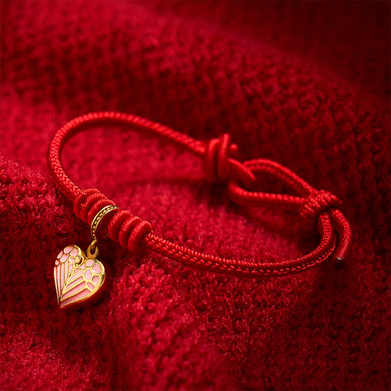 Buddha Stones Handmade Braided Red String Love Heart Charm Protection Luck Bracelet