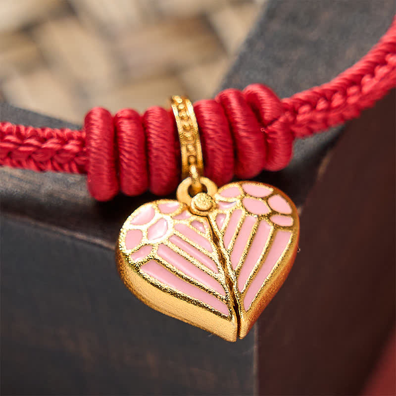 Buddha Stones Handmade Braided Red String Love Heart Charm Protection Luck Bracelet