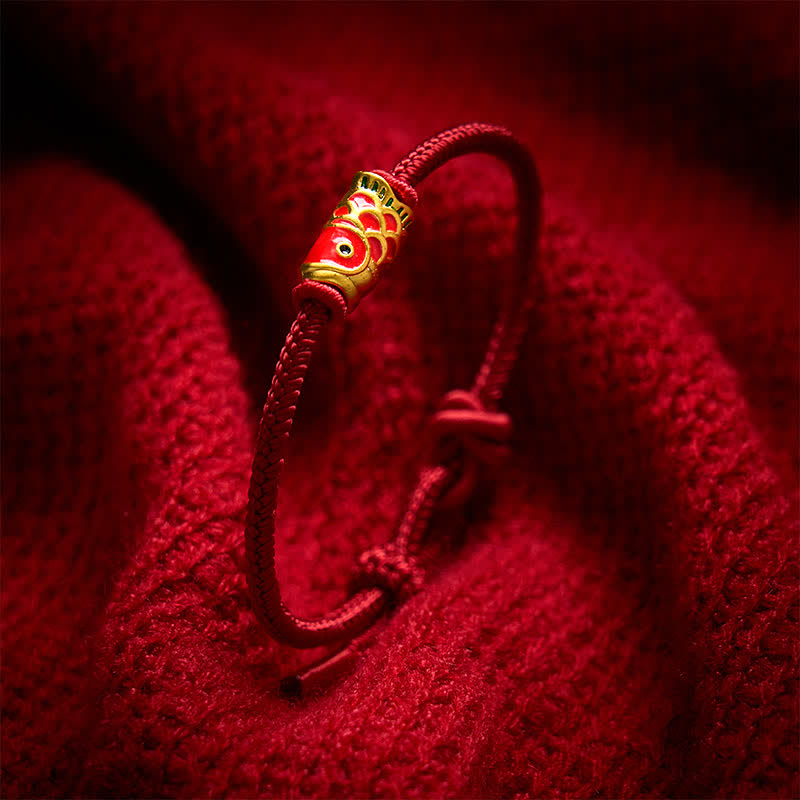 EverestArtstudios Hand-Woven Red String Koi Fish Strength Adjustable Braided Cord Bracelet