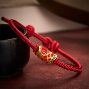 Buddha Stones Hand-Woven Red String Koi Fish Strength Adjustable Braided Cord Bracelet