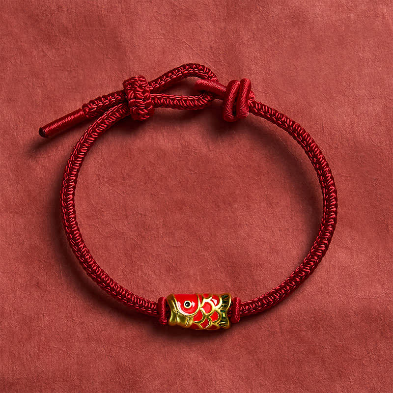 EverestArtstudios Hand-Woven Red String Koi Fish Strength Adjustable Braided Cord Bracelet