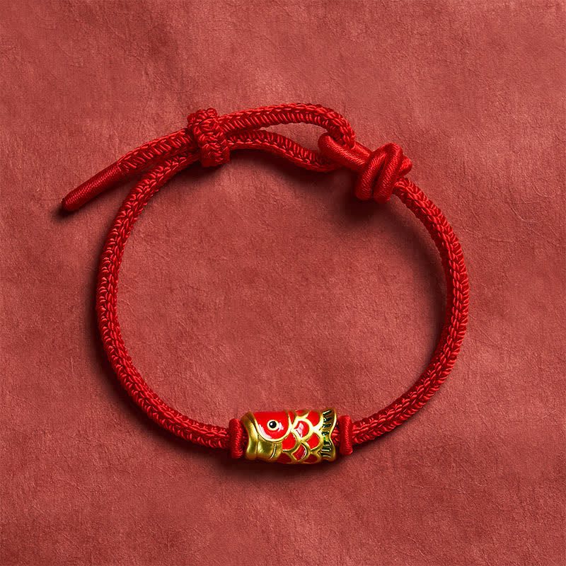 EverestArtstudios Hand-Woven Red String Koi Fish Strength Adjustable Braided Cord Bracelet