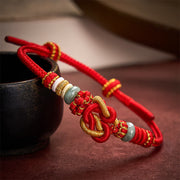 EverestArtstudios Hand-Woven Love Heart Knot Jade Luck Braided Cord Bracelet