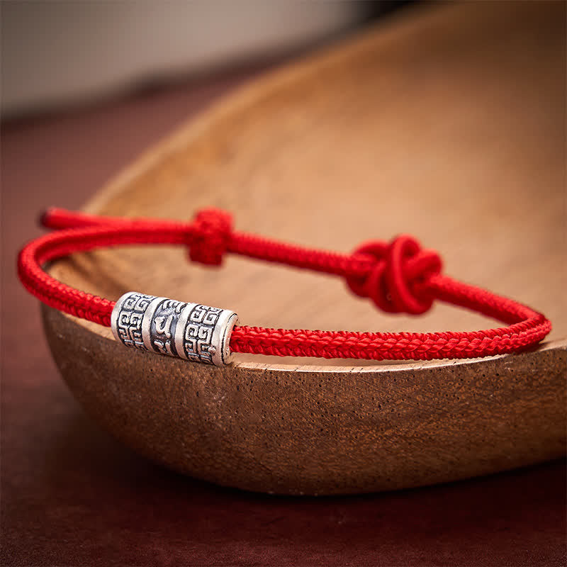 EverestArtstudios Handmade Braided Red String Om Mani Padme Hum Protection Bracelet