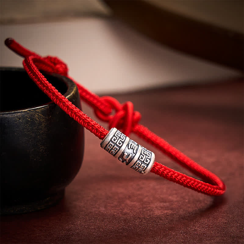 EverestArtstudios Handmade Braided Red String Om Mani Padme Hum Protection Bracelet