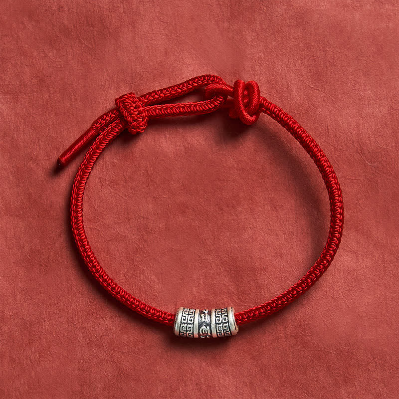 Buddha Stones Handmade Braided Red String Om Mani Padme Hum Protection Bracelet