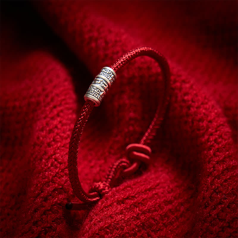 EverestArtstudios Handmade Braided Red String Om Mani Padme Hum Protection Bracelet