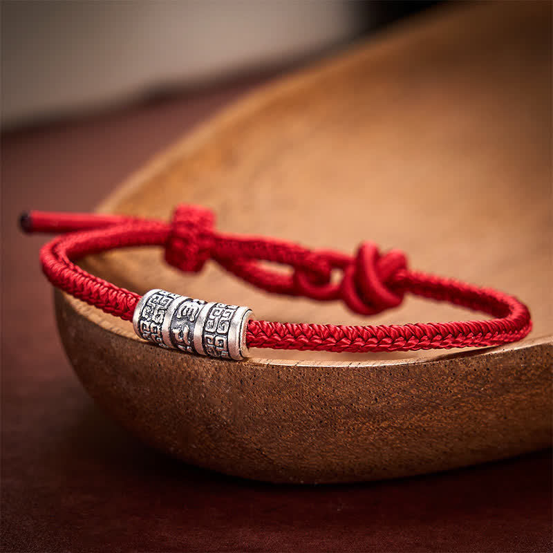 EverestArtstudios Handmade Braided Red String Om Mani Padme Hum Protection Bracelet