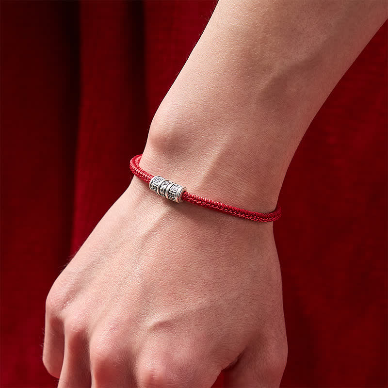 EverestArtstudios Handmade Braided Red String Om Mani Padme Hum Protection Bracelet