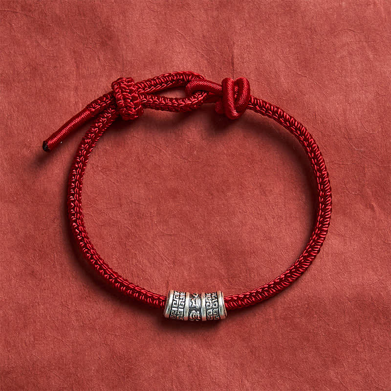 EverestArtstudios Handmade Braided Red String Om Mani Padme Hum Protection Bracelet
