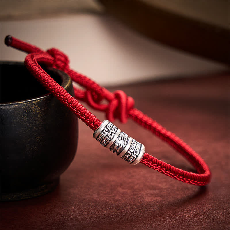 EverestArtstudios Handmade Braided Red String Om Mani Padme Hum Protection Bracelet