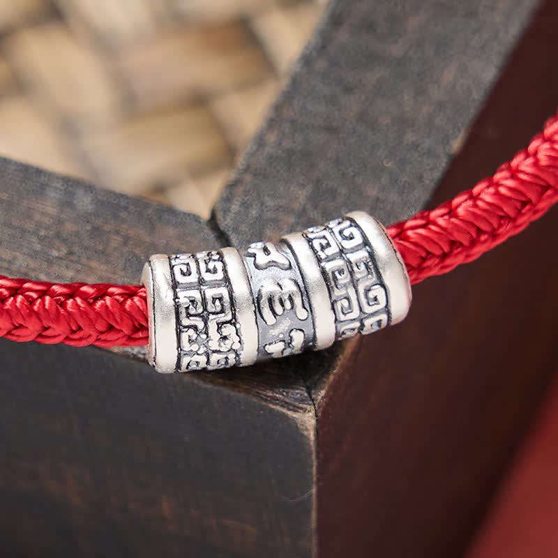 Buddha Stones Handmade Braided Red String Om Mani Padme Hum Protection Bracelet