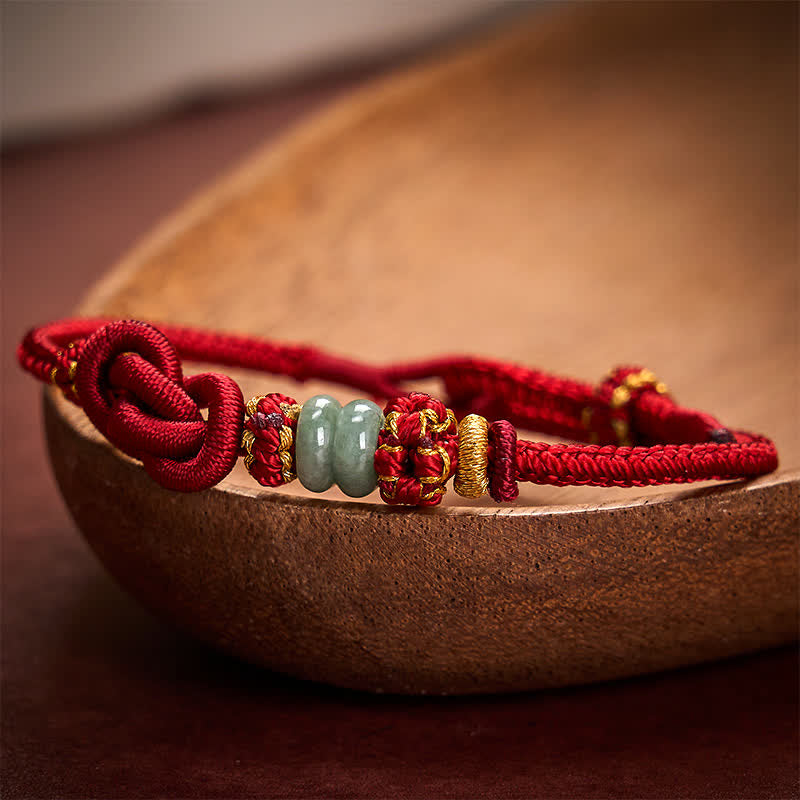 EverestArtstudios Chinese Knotting Luck Jade Hand-Woven Adjustable Bracelet